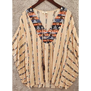 Umgee Tunic Kimono Top Women Med Large Aztec Print‎ Multicolor Boho Flowy